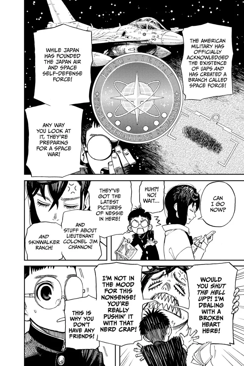 The young kid reveals that America and Japan are preparing for a space war. Momo gets mad because she's not interested.