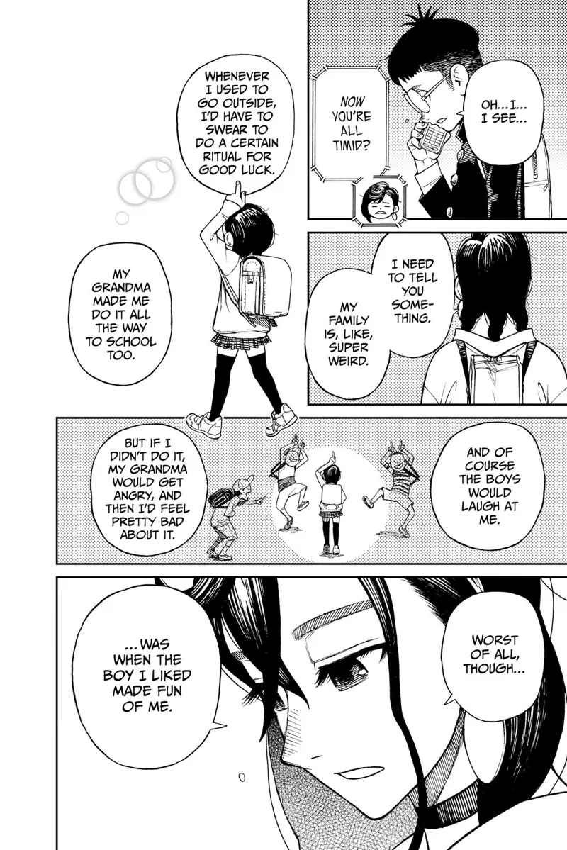 Ayase reveals that when she was a kid, her grandma would make her do a certain ritual all the way to school for good luck.