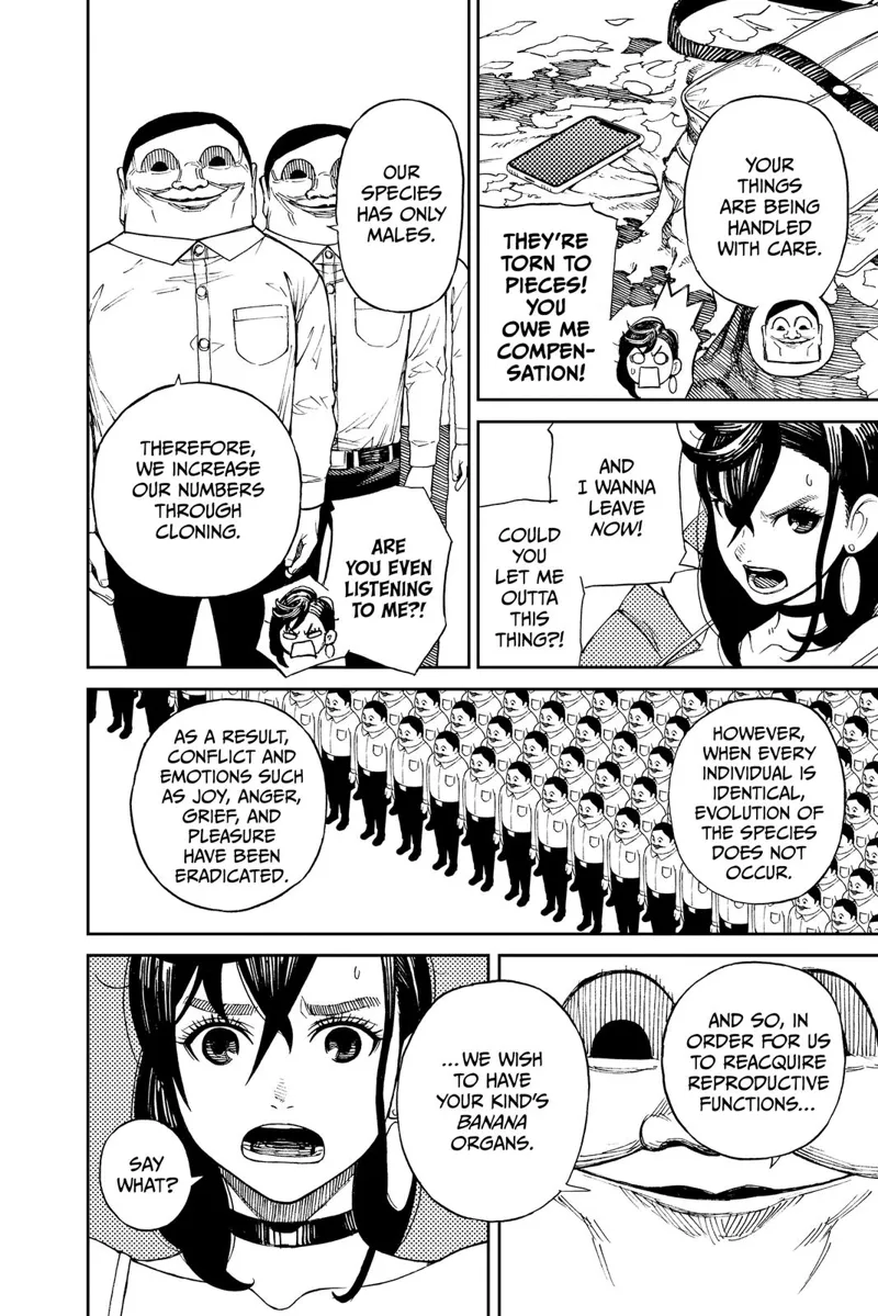 The Serpoians reveal they are a male-only species and they want to acquire reproductive organs. Ayase is shocked.