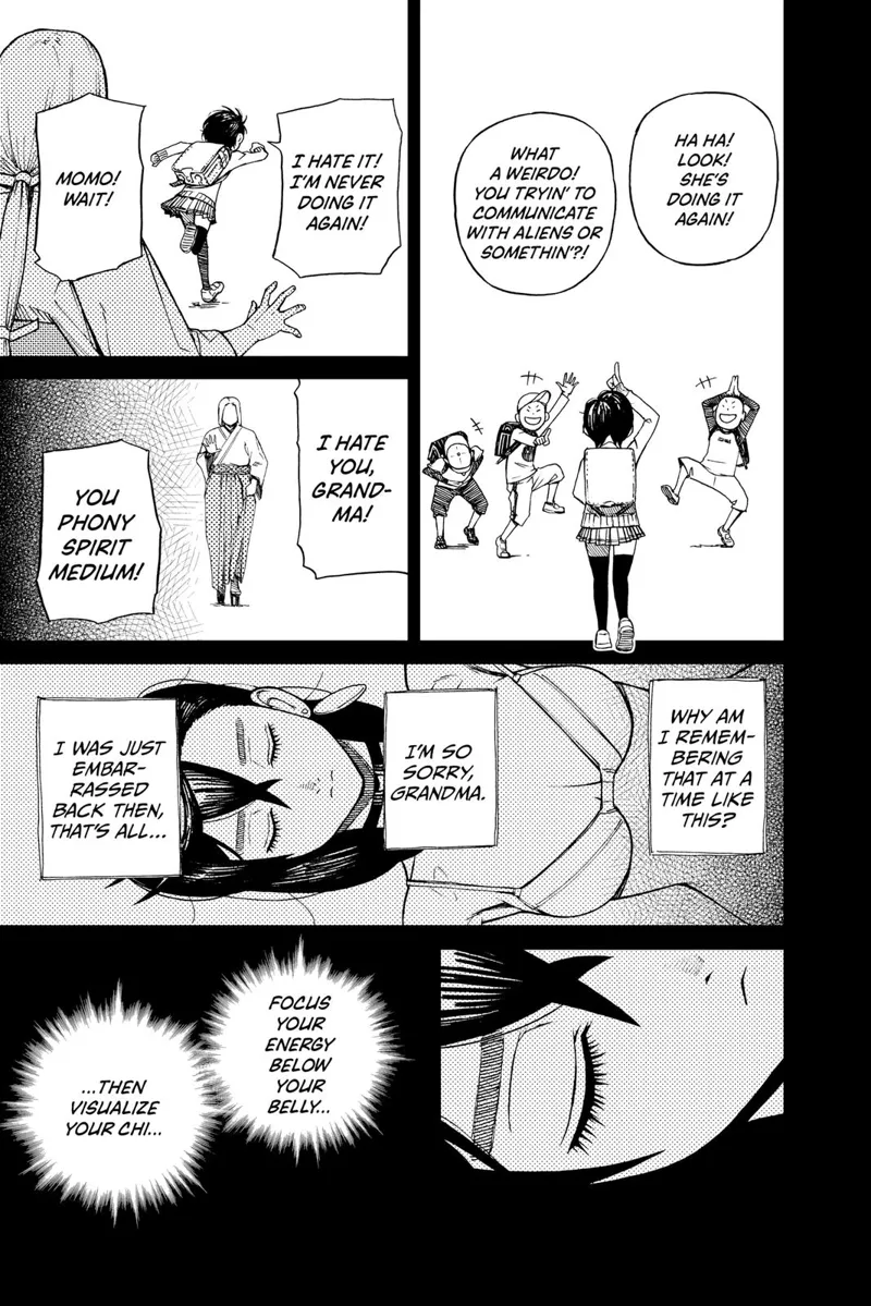 Ayase remembers how she ran away from her grandma after being bullied. She recalls how to release her chi.