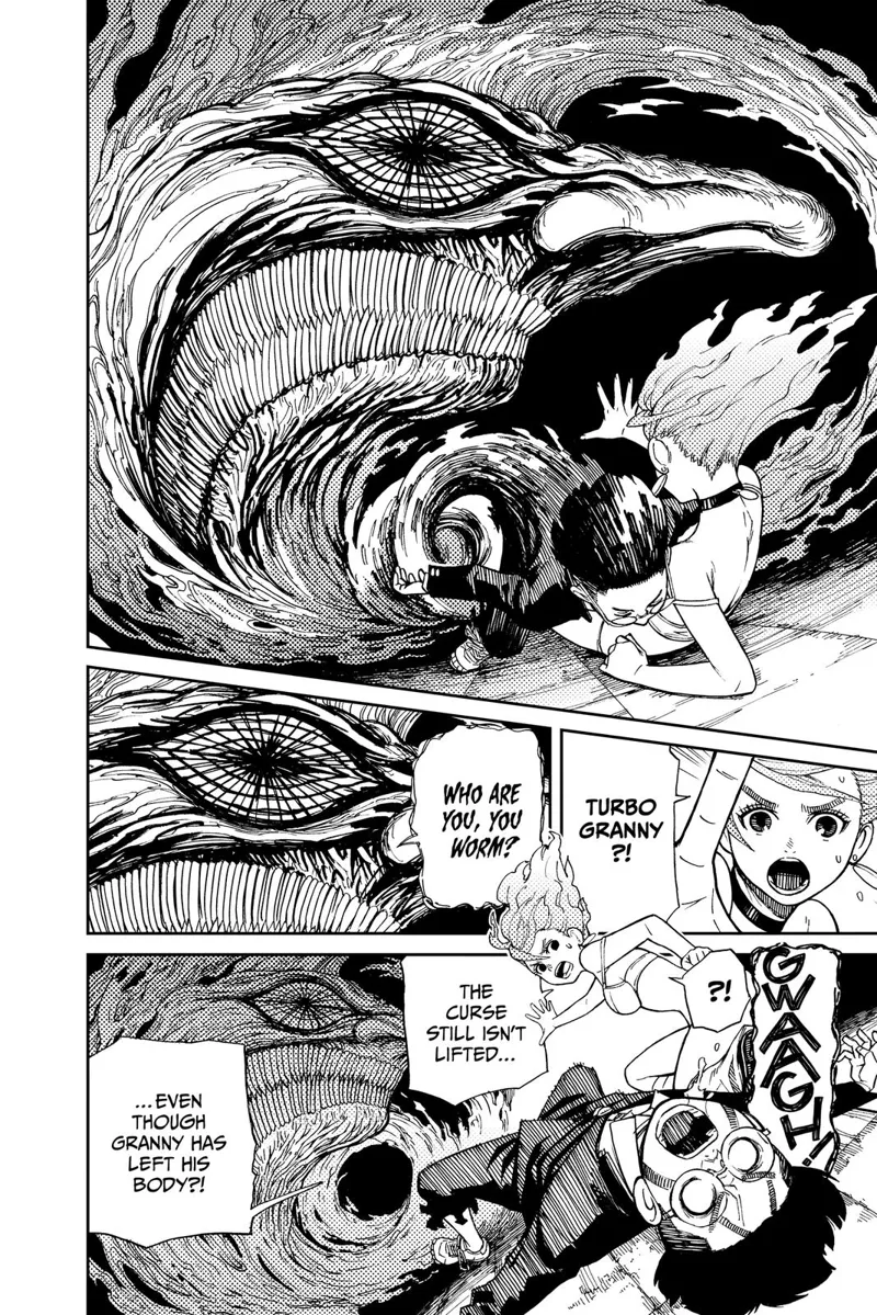 Suddenly, Turbo Granny appears and leaves Occult-kuns body.