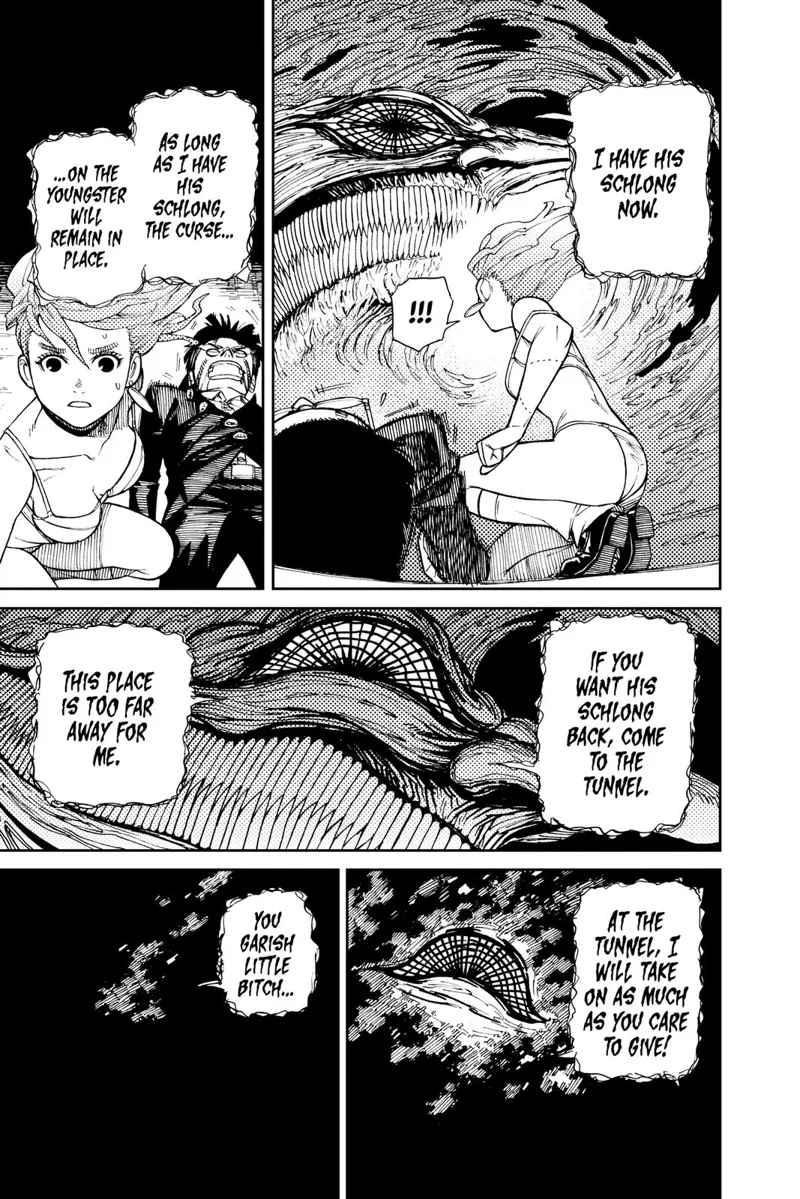 Turbo Granny reveals he has Occult-kun's "schlong" and if they want it back, the have to go to the tunnel.