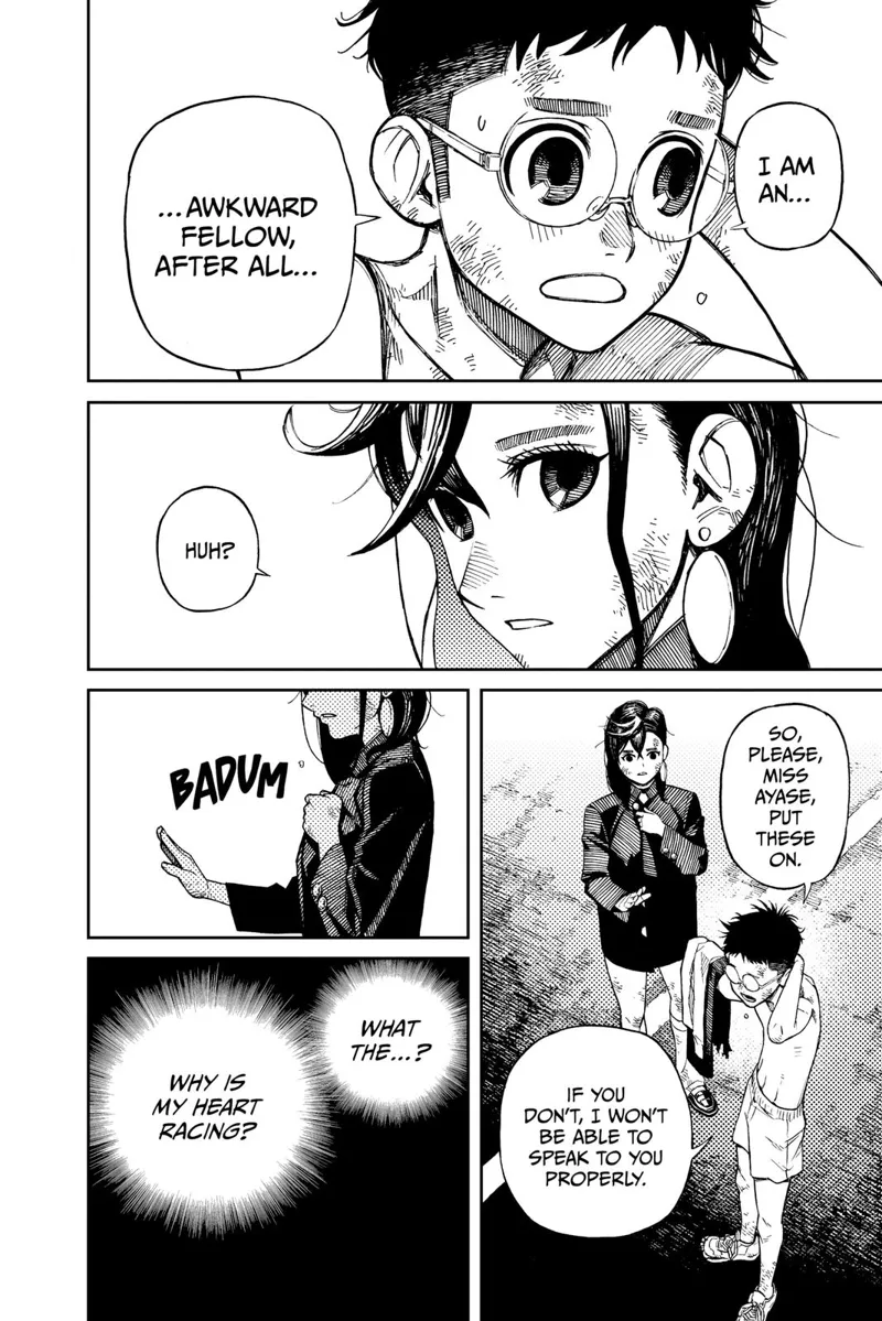 Occult-kun gives his clothes to Miss Ayase. Her heart suddenly starts racing.