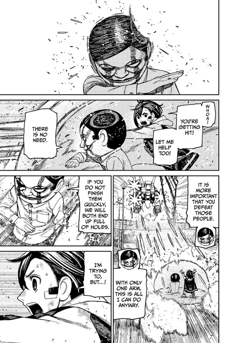 Momo gets worried after Serpo's head gets grazed by the enemy's bullet. He tells Momo to defeat the enemies quickly.