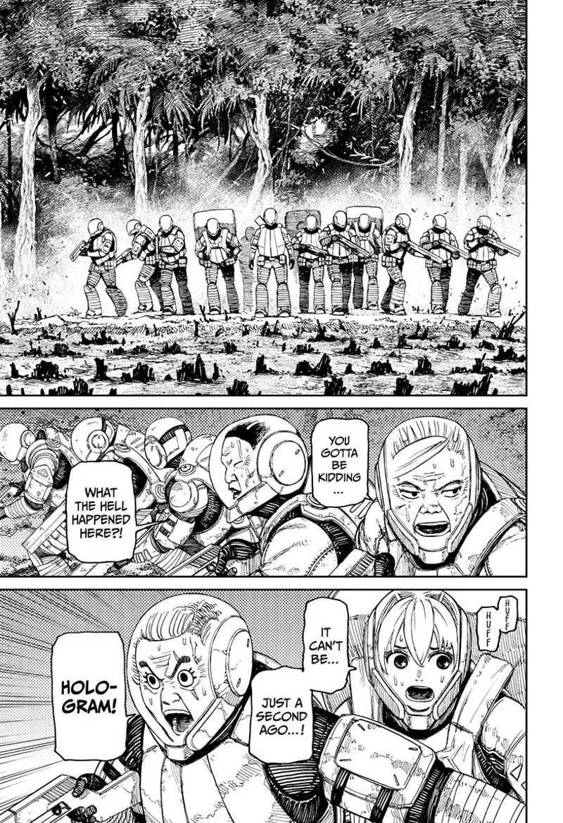 The troops are shocked at what suddenly happened to the trees.