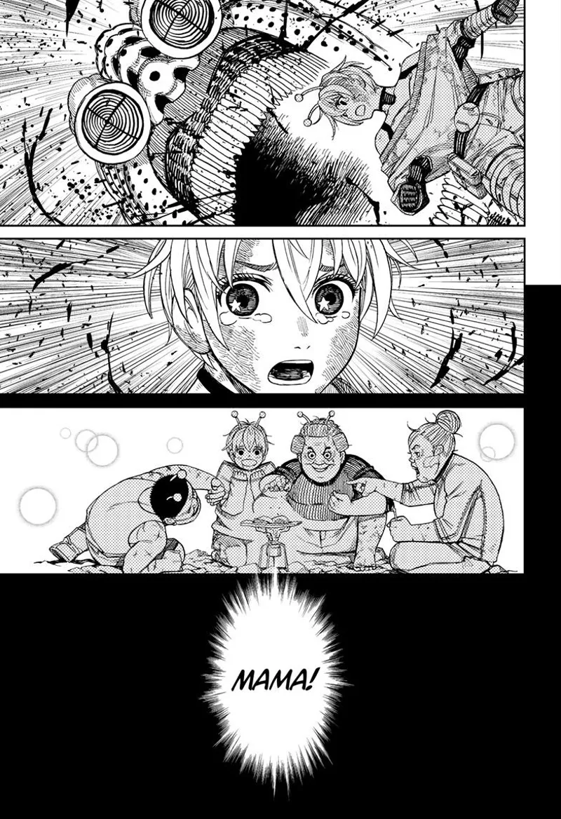 Vamola looks behind and sees Big Mama trying to eat her. She recalls her time with Ms. Banga and the two other soldiers.
