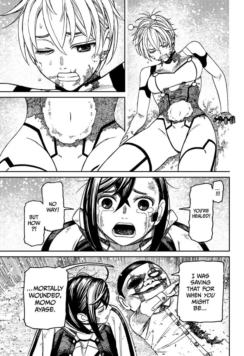 Vamola wakes up and notices her wounds are fully healed. Serpo reveals he saved that for Momo in case she gets wounded.