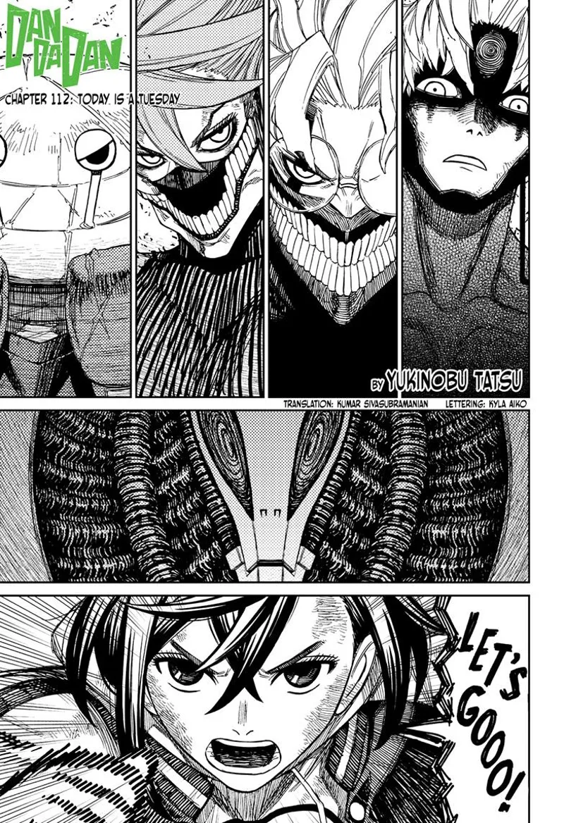 Momo tells Evil Eye, cursed Okarun, cursed Aira, and Mr. Shrimp to attack the enemy aliens.