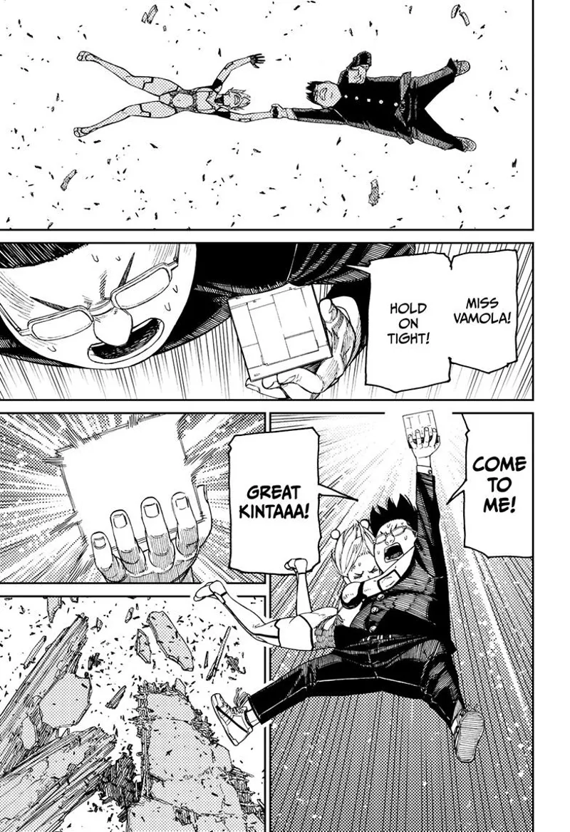 Kinta and Vamola's hand touches. Vamola hugs Kinta as he pulls out a nanoskin.