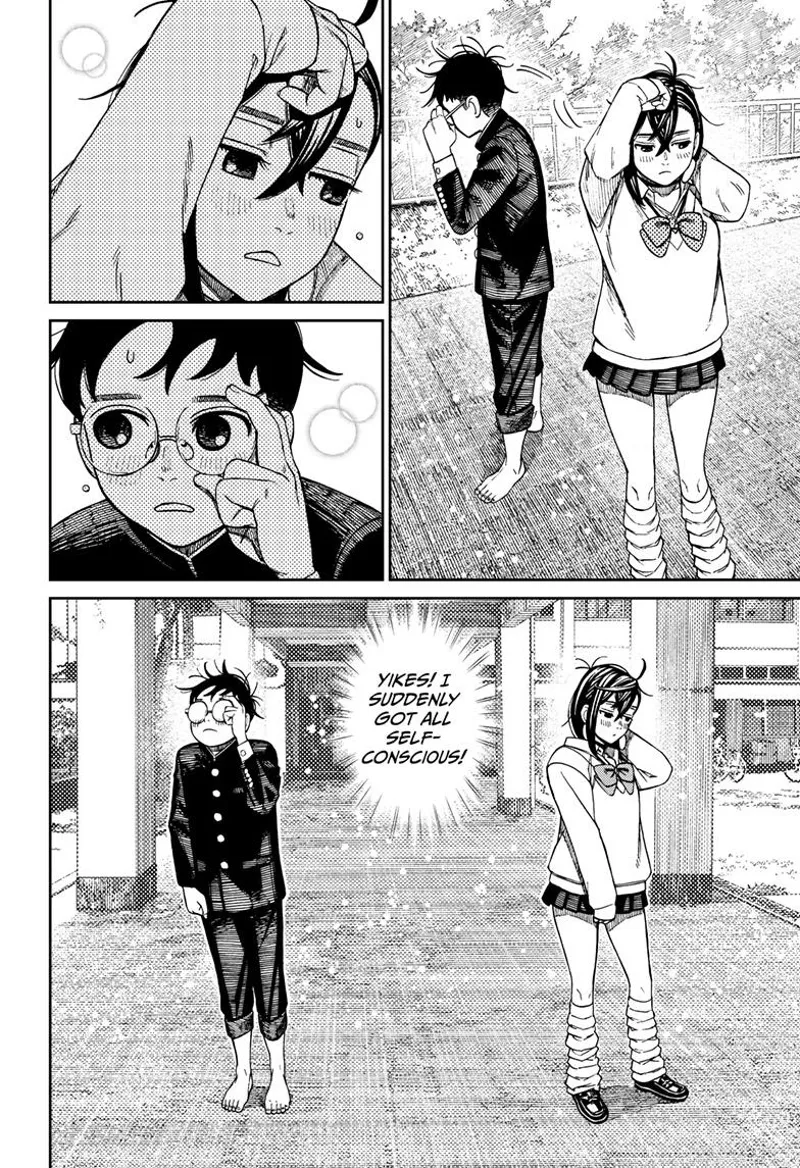 Momo and Okarun suddenly break away. Both are embarrassed by what just happened.