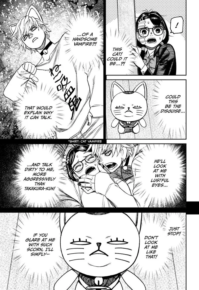 The Class rep imagines the cat as a disguise by a handsome vampire who wants to eat her.