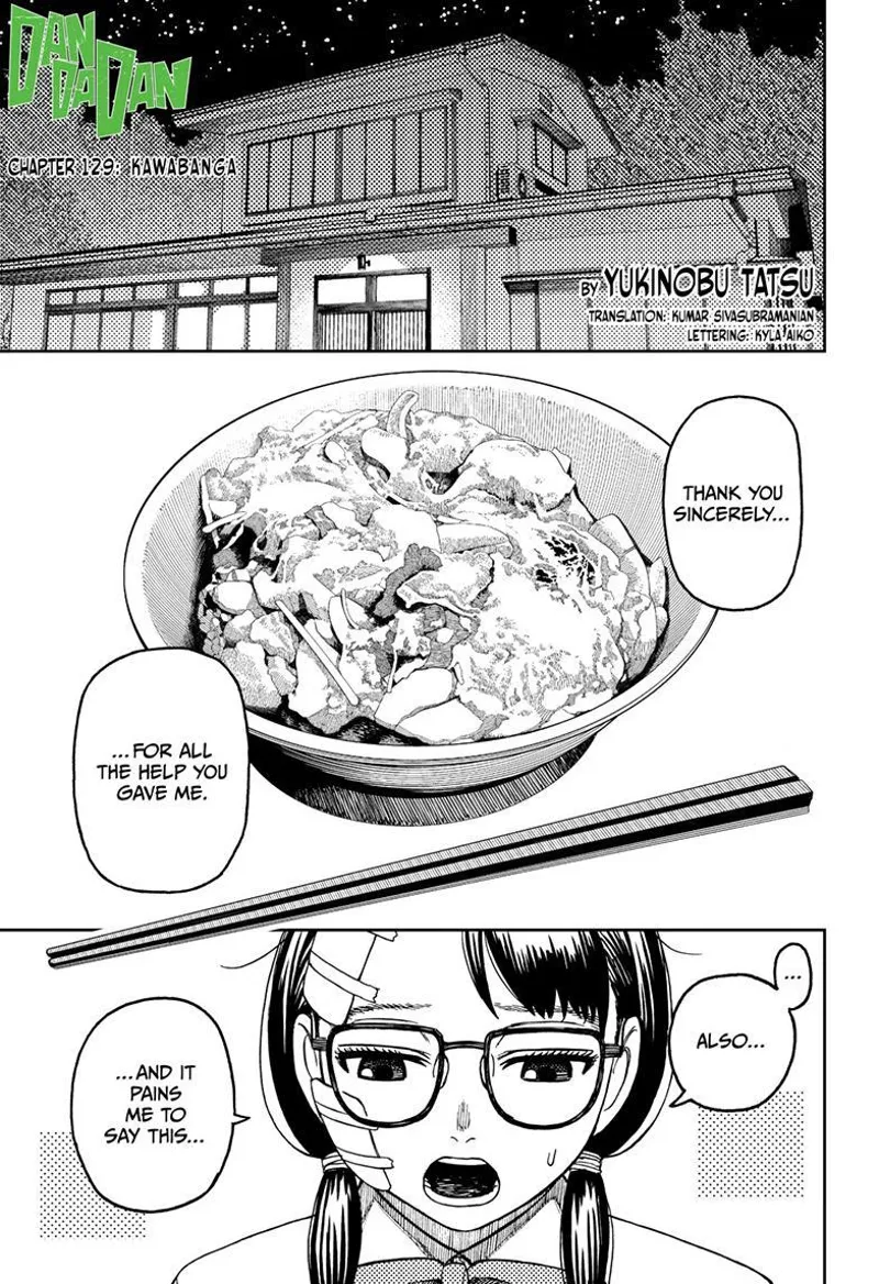 Inside Grandma's house, Rin sincerely thanks everyone during their very tasty meal.