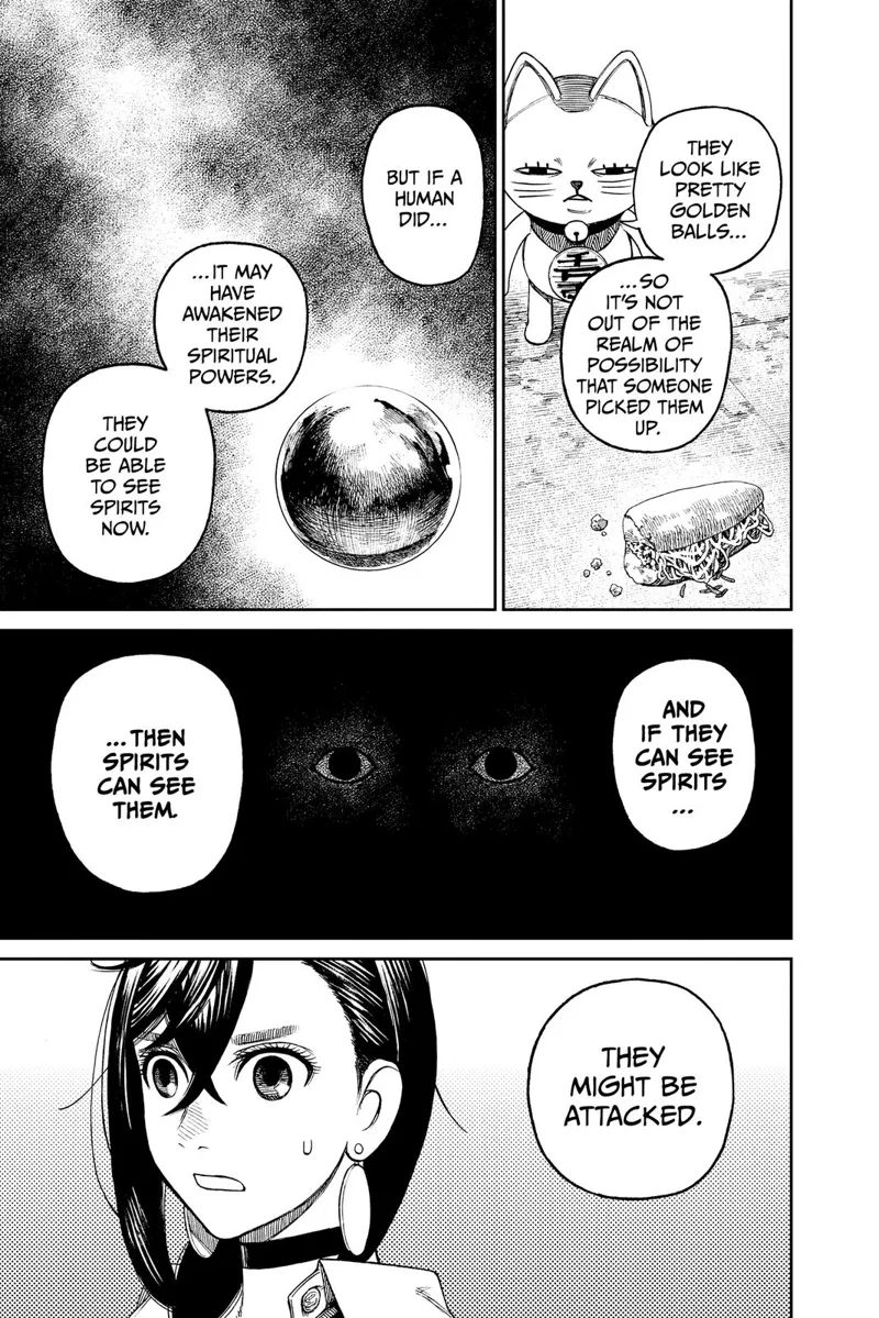 Turbo Granny reveals that if a human picked up Okarun's golden balls, they may be able to see spirits and might get attacked.