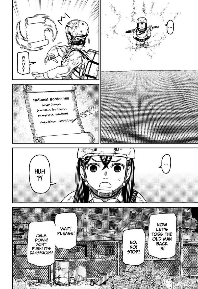 A paper and a quill suddenly appear before Momo. The paper reads "National Border Hill" and wonders. The thugs' hideout is shown.