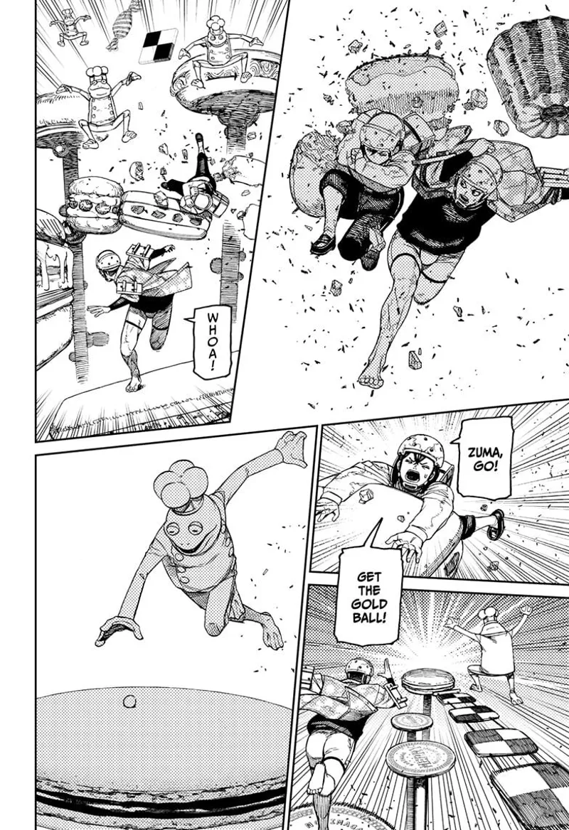 Momo jumps to Zuma and tells him to get the gold ball. Zuma dashes to the ball, and the frog is close to getting it.