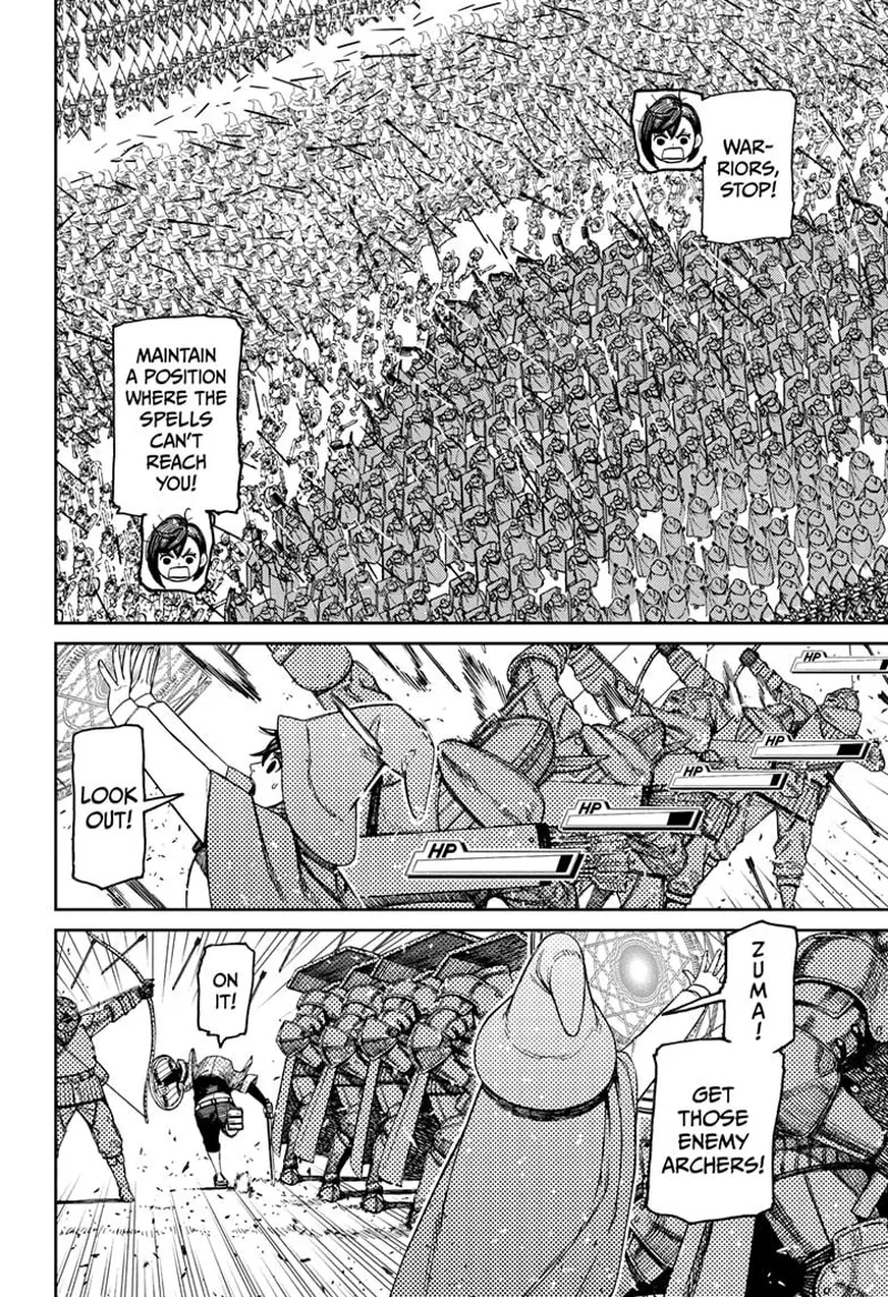 Momo tells the warriors to stop charging. Their archers keep firing on the enemy mages. Zuma runs to fight the enemy archers.
