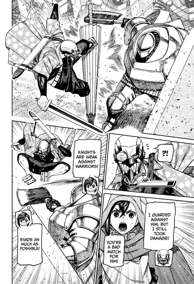 Suddenly, a warrior appears and strikes cursed Zuma. He blocks it but still receives damage. Momo tells her to retreat.