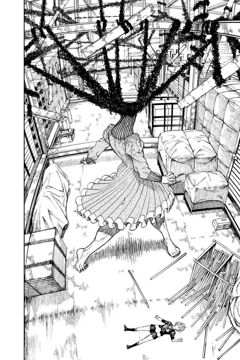 Acro-Silky turns around and discovers her hair got tangled everywhere. Aira lies unconscious.
