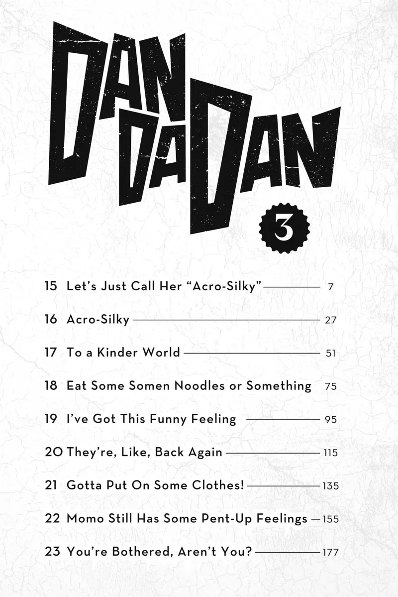 Dandadan list of Chapters from 15 to 23.