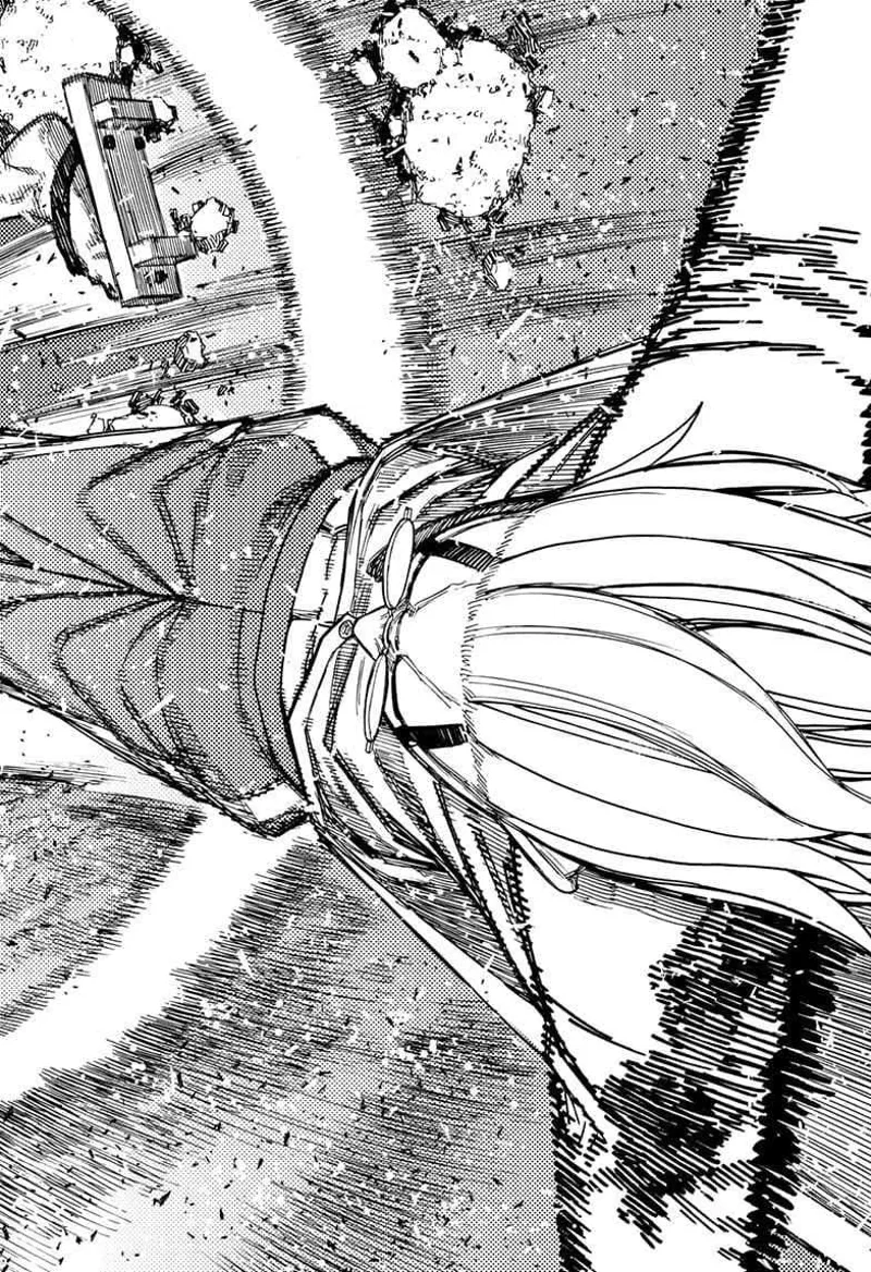 Cursed Okarun lands a powerful kick with shockwaves.