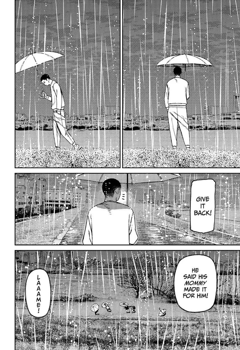 Unji walks away. He spots kids bullying another kid.