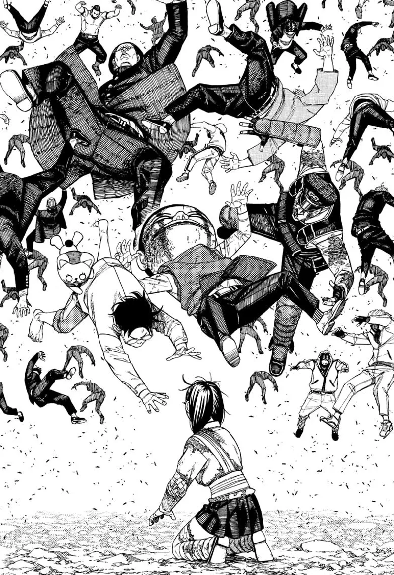 Everyone suddenly floats to the sky except Momo.