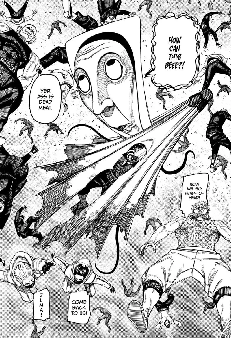 Fairy-Tale Card is now surrounded by the floating thugs, and he wonders why. The thugs threaten him.