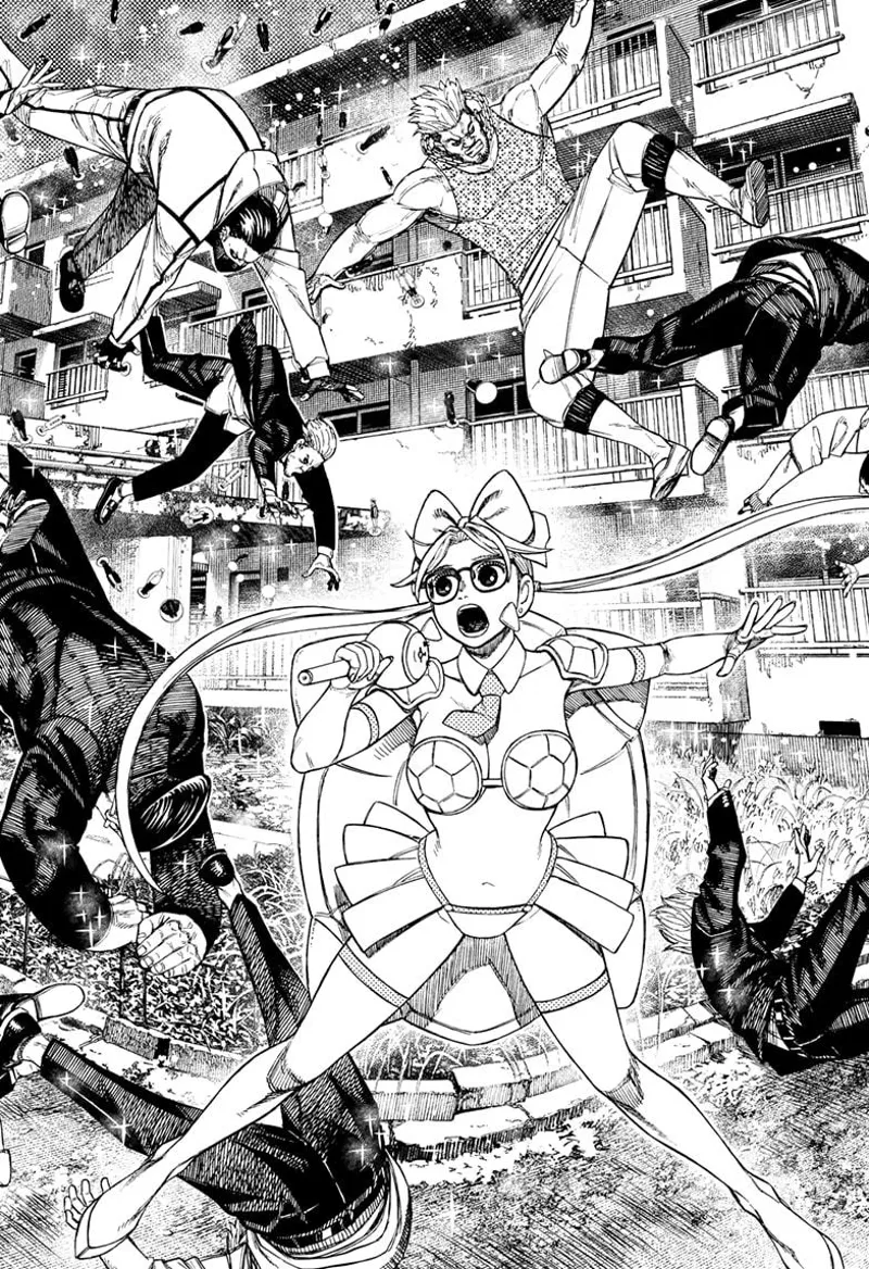 Rin keeps singing, and the thugs materialize behind her.