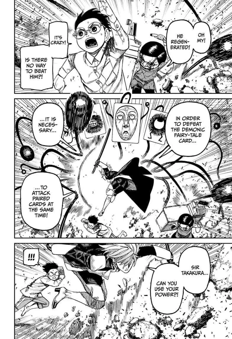 Okarun and Serpo are surprised after Fairy-Tale Card regenerated. Count Saint-Germain explains how to defeat the enemy.