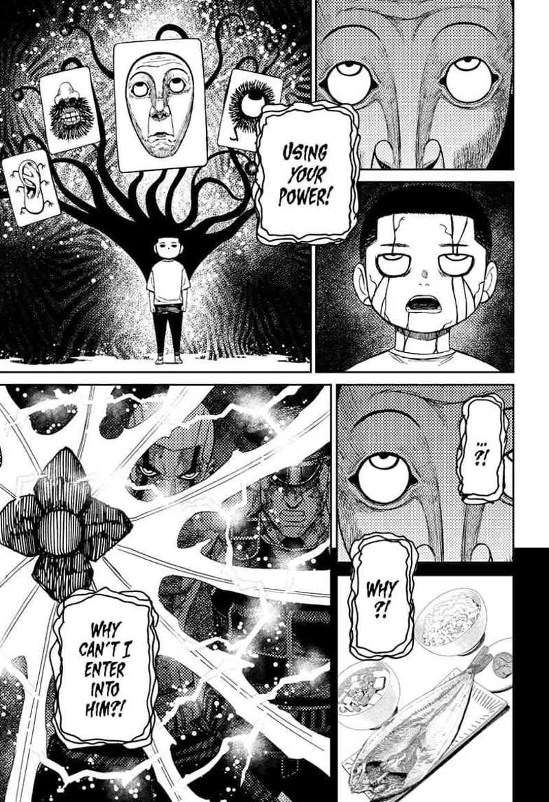 Fairy-Tale Card tries to possess Unji, but he can't! Unji slowly changes to a cursed form.