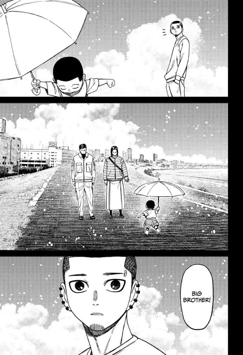 Futa runs towards his deceased mother and father. Unji sees them.