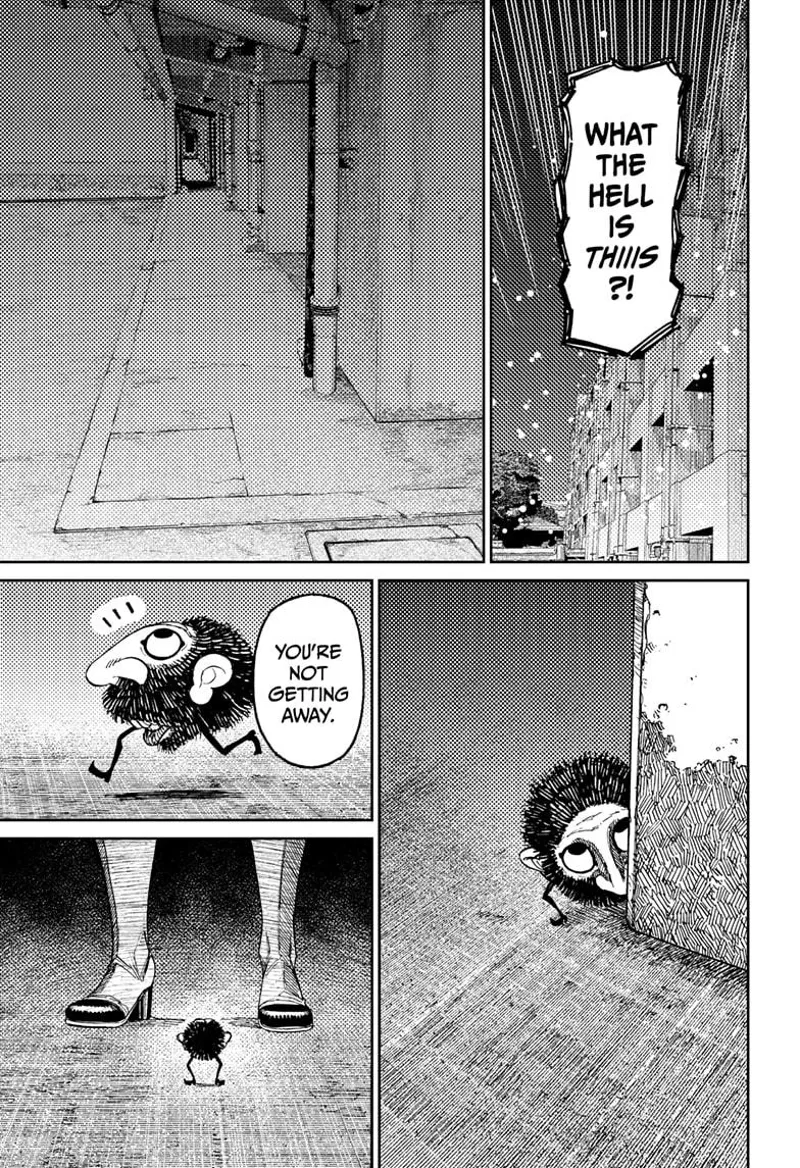Shouting ensues at the building. The tiny Fairy-Tale Card peaks out of the corner and runs. He gets confronted by someone.