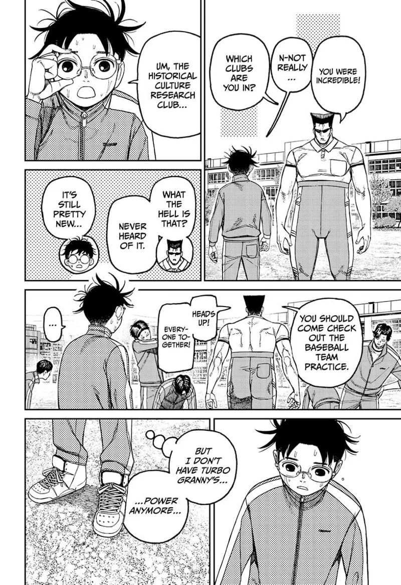 Okarun's physical education teacher praises and invites him to join the Baseball club.