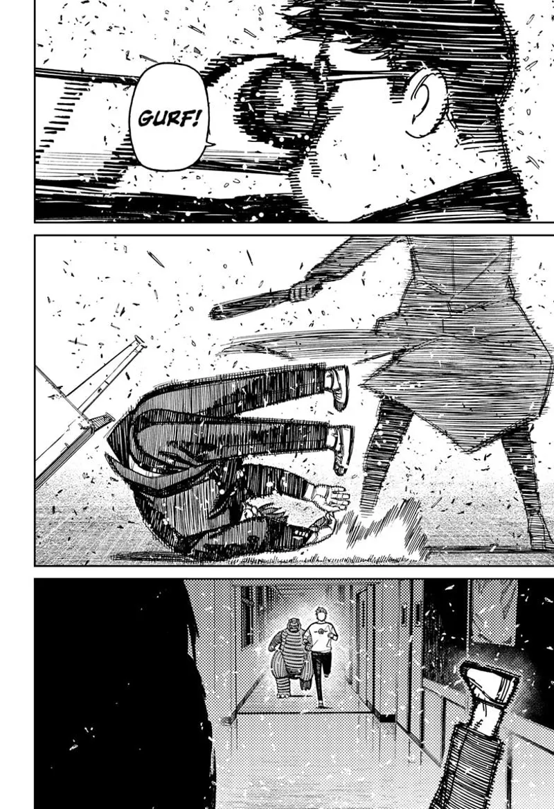 Kinta crashes down while getting hit by a baton from another character. Jiji and Kaiju Vamola catches up.