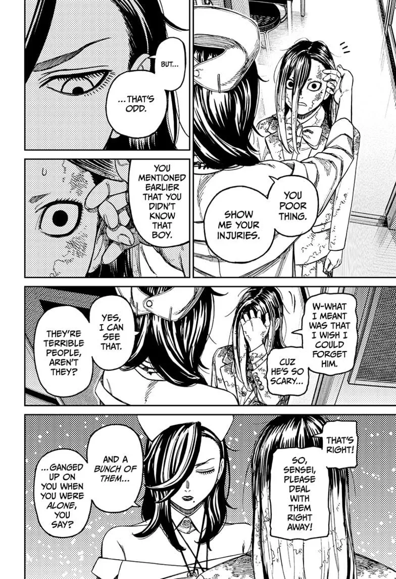 The culprit lady is shocked when Queen Sensei suddenly inspects her head injuries. Queen Sensei asks more questions.