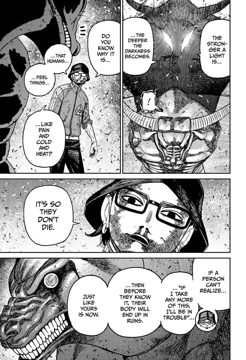 Yokai Payase reveals that the stronger the light, the deeper darkness becomes. Kashimoto explains how pain receptors help humans not to die.