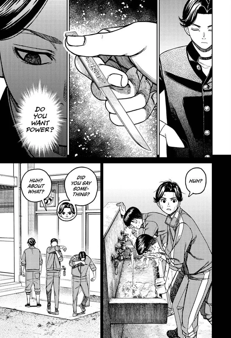 Hase recalls a voice asking him if he wants power. He flicks the Kosuka Knives in his pocket.
