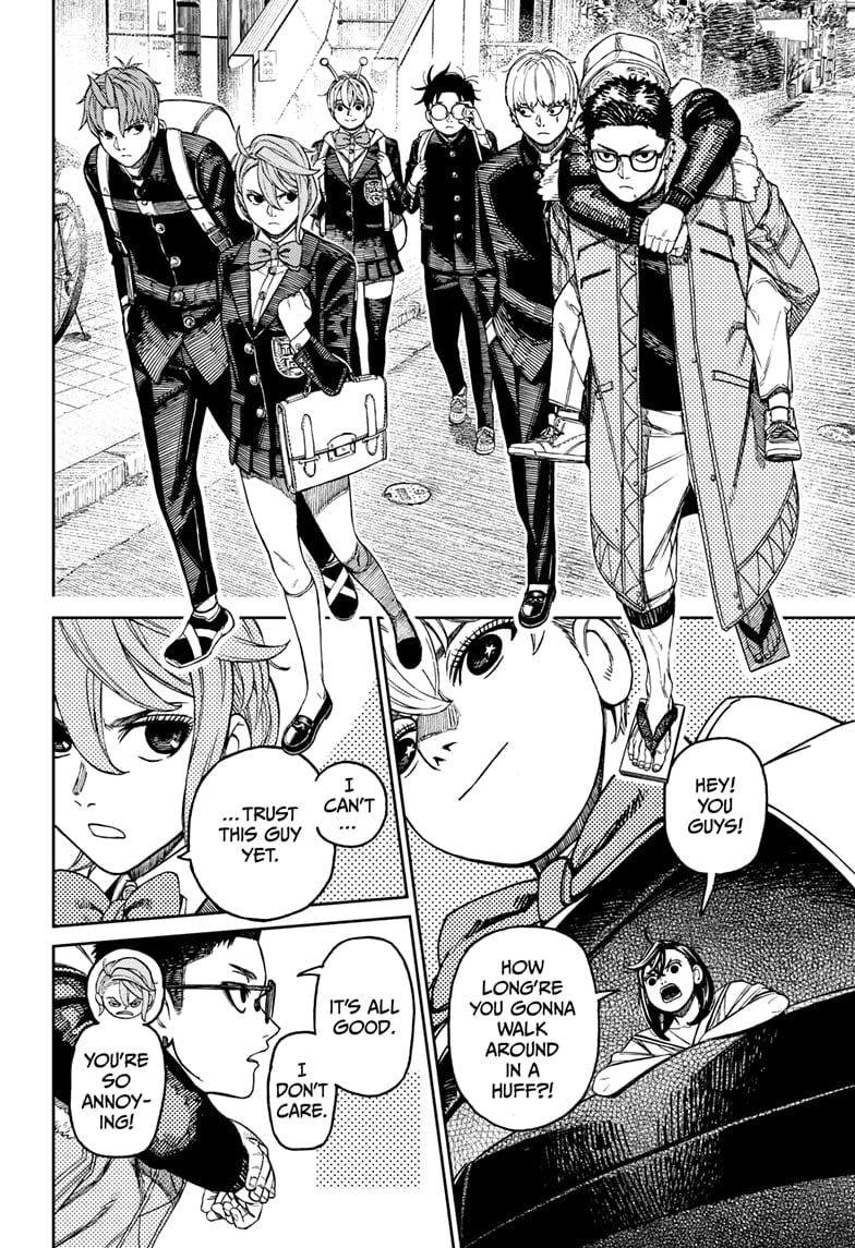 Their group keeps walking. Aira is suspicious of Zuma, but Zuma just shrugs it off.