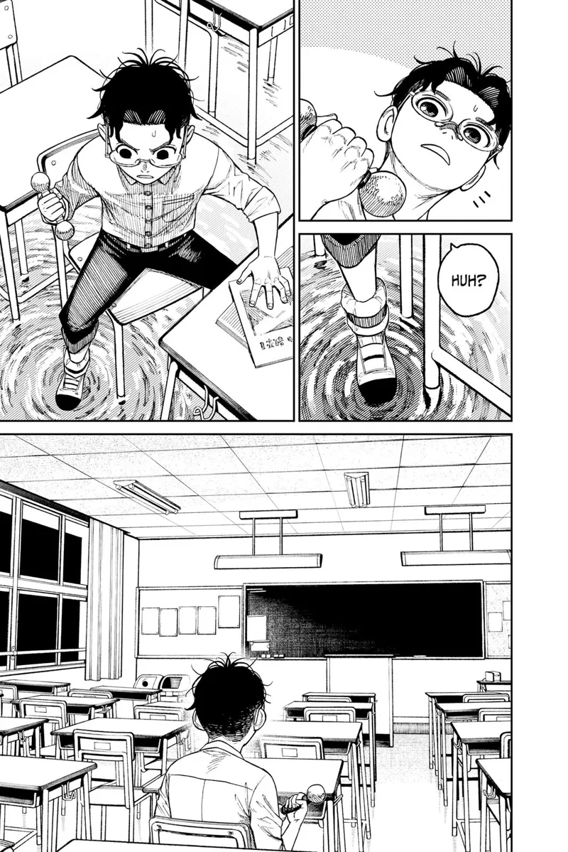 Suddenly, she is alone in the classroom, and his footing ripples like a water surface.