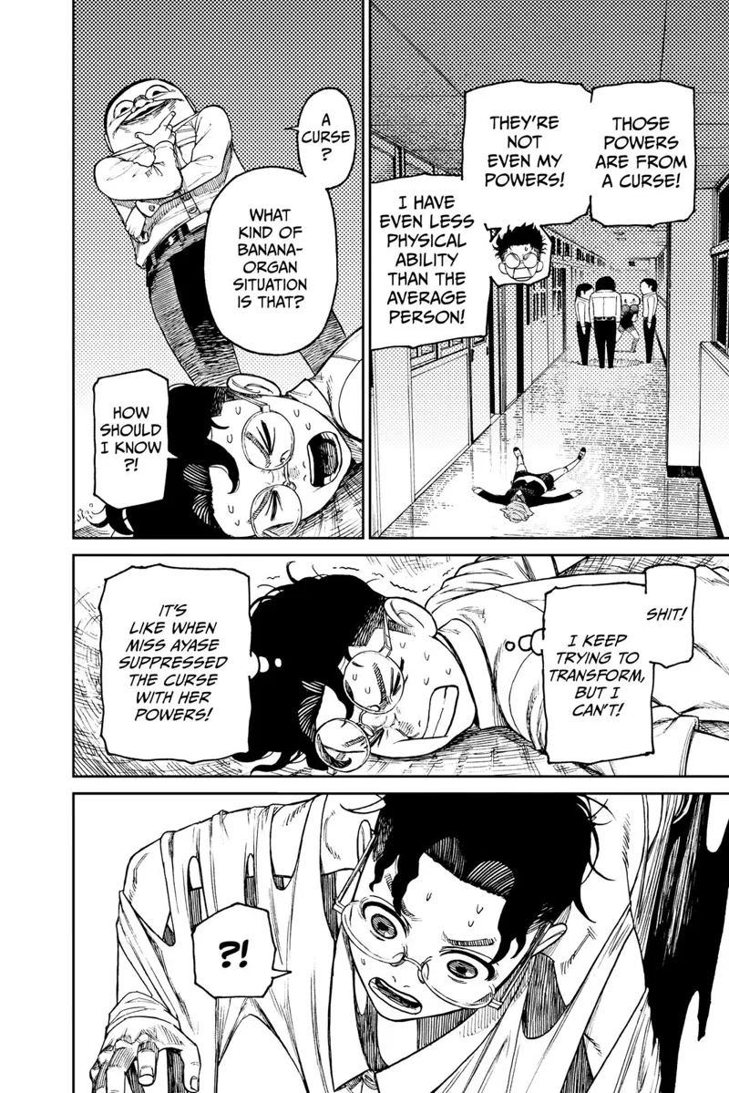Okarun reveals his powers come from a curse. The Serpoians don't understand him.