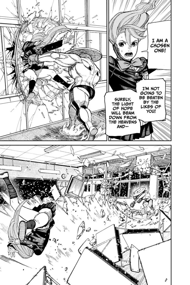 Aira says she's the chosen one but gets thrown away after the monster boxer punches her in the body.