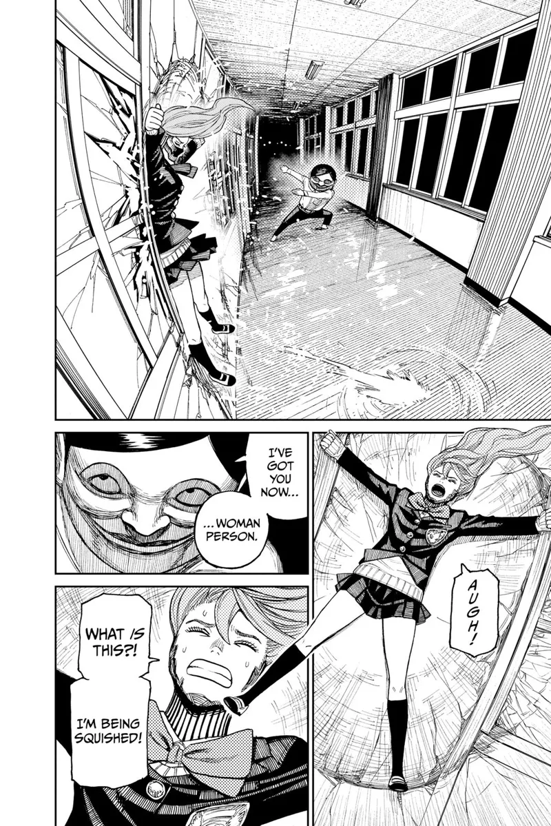 The Serpoian attacks Cursed Aira, and she changes back to human form while being squished into a wall.