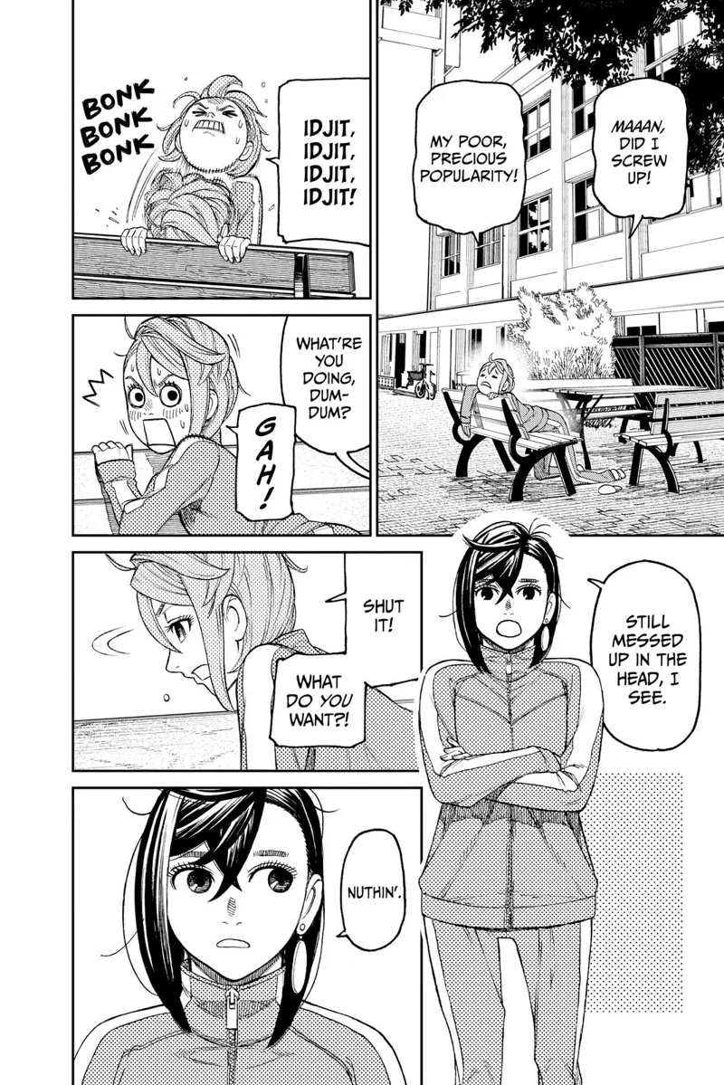 Aira bangs her head on the bench. Momo shows up standing.