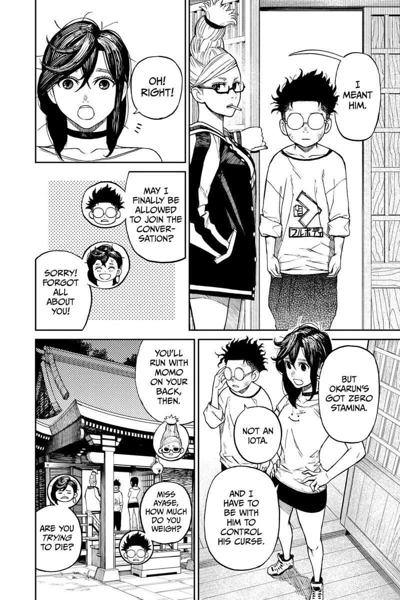 Granny talks about Okarun, who will challenge Turbo Granny to a race with Momo Ayase on her back.