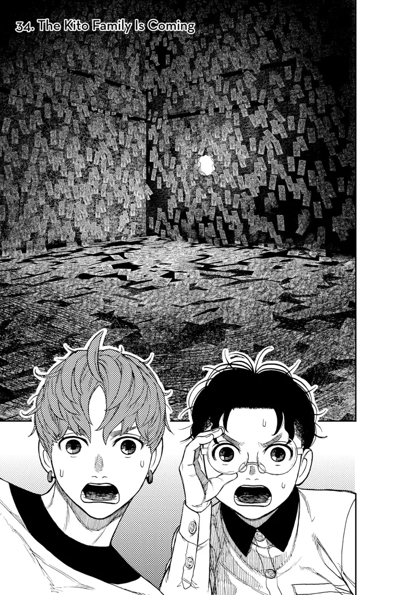 Okarun and Jiji see the secret dark room filled with seals.