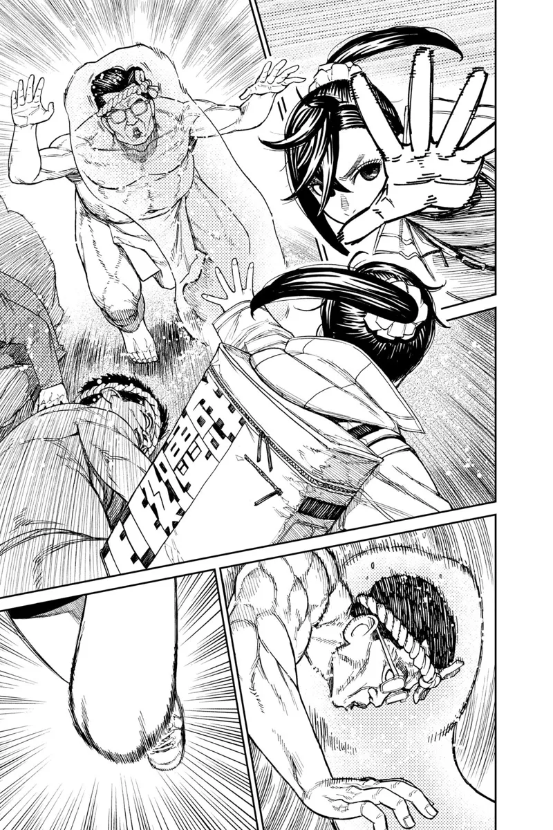 Momo uses her powers and attacks the two Kito guys.