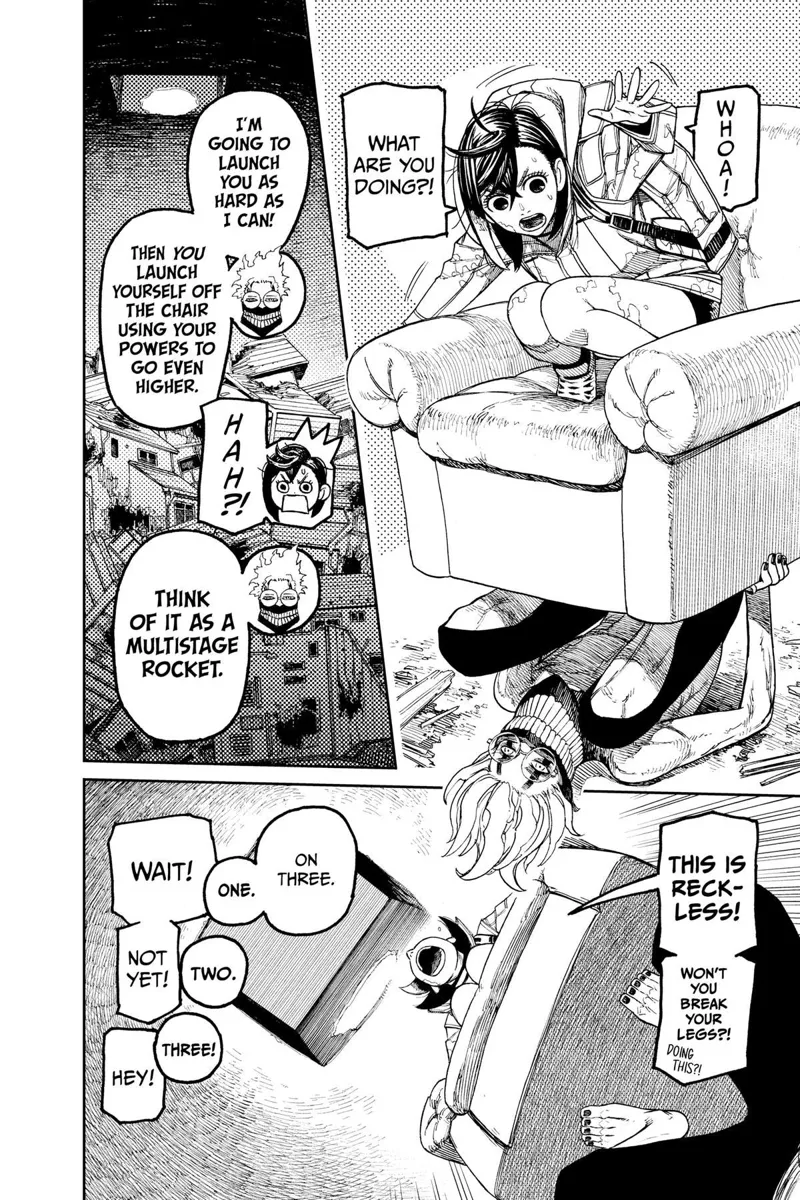 Momo stands in front of Okarun and looks at each other.