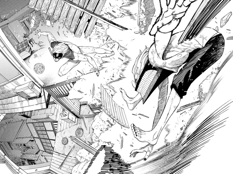 Cursed Jiji and cursed Okarun fight in the house.