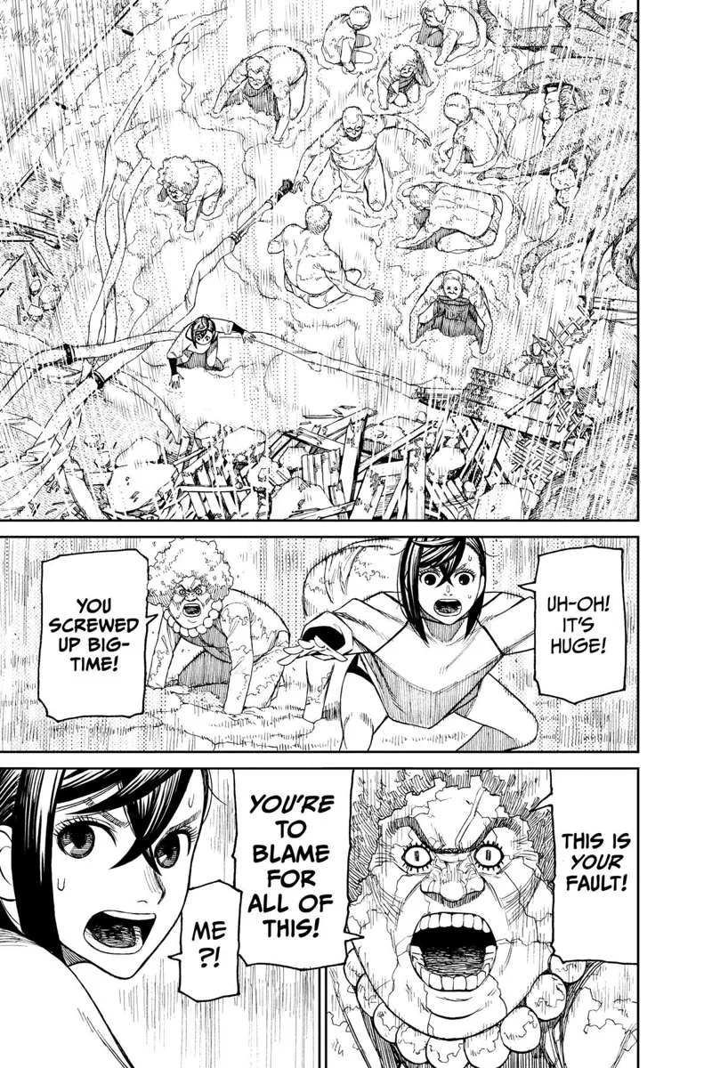 The Kito Family gets up as the ground shakes. Leader grandma blames Momo for the earthquake.