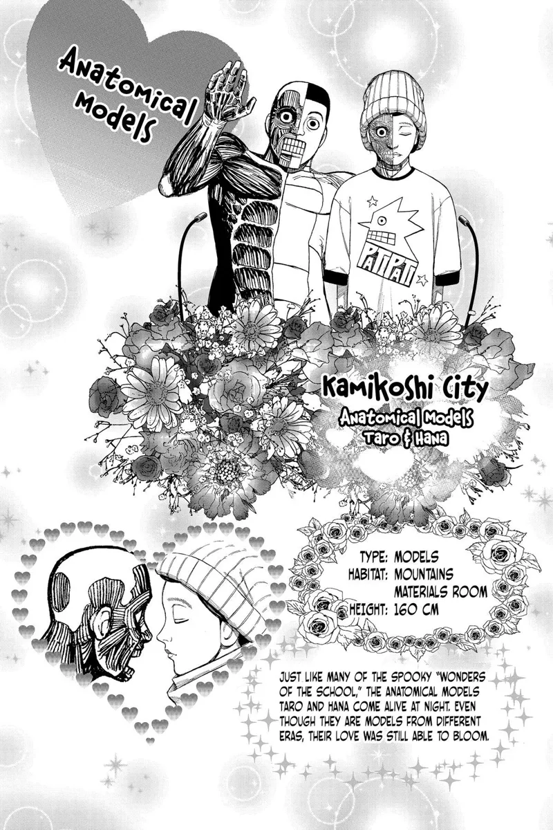 Character details of two anatomical model couples, Taro and Hana.